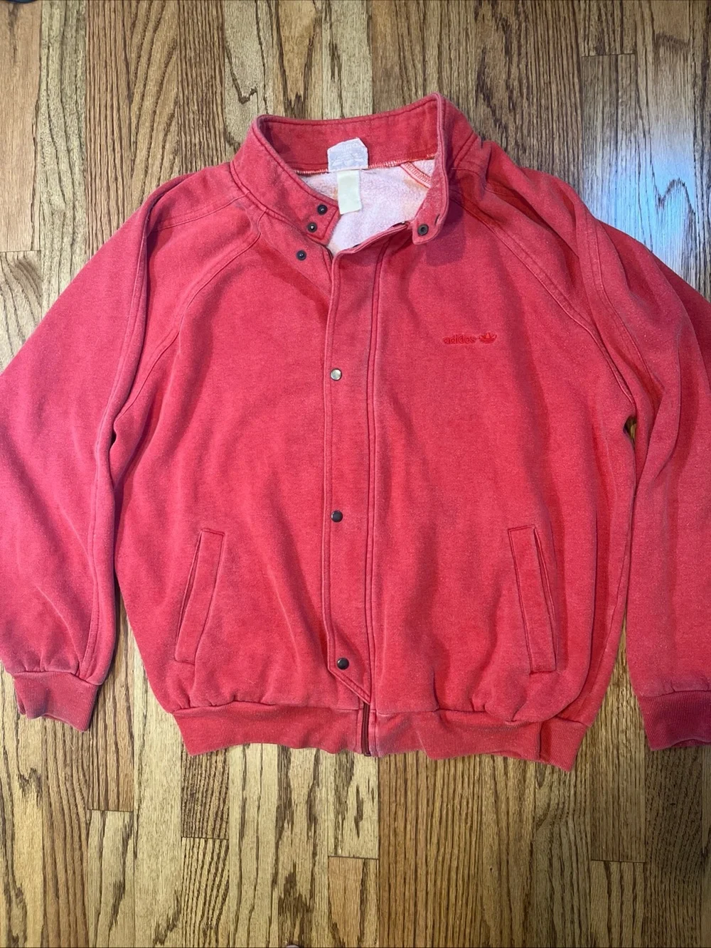 Vtg 80s ADIDAS Trefoil Track Bomber Jacket Full Zip Snap Blokecore Taiwan L/XL
